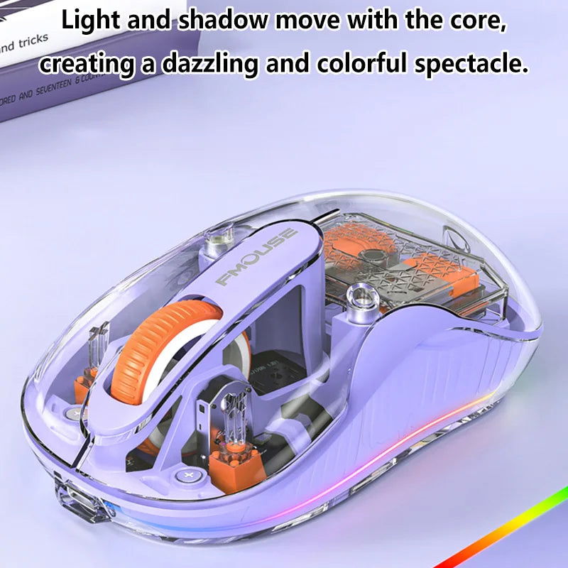 Lenovo Transparent Wireless Mouse Tri-Mode Bluetooth 2.4G Rechargeable RGB Breathing Light Mouse for Laptop PC Office
