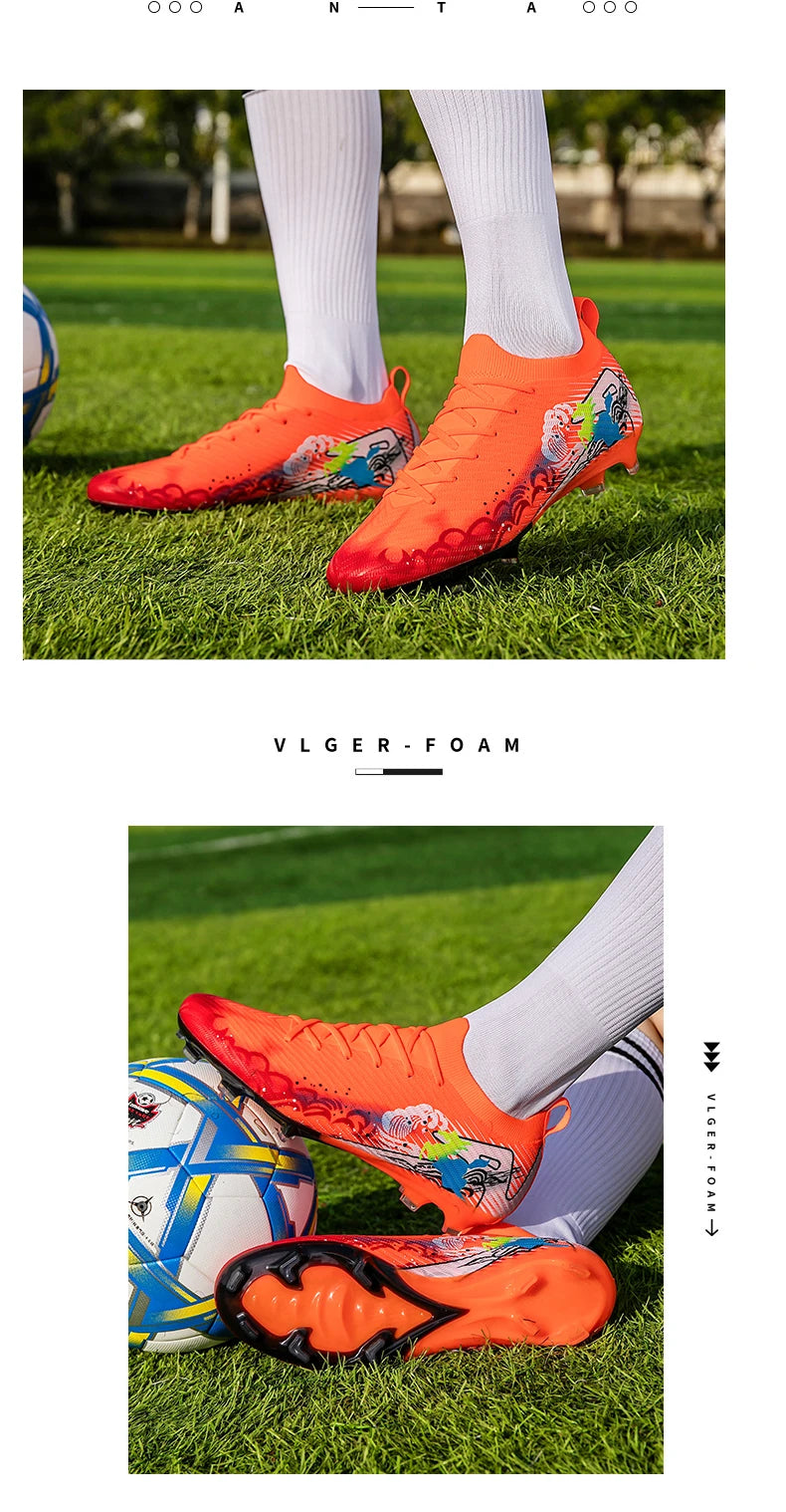 New Men Football Boots Cleats Training Shoes Soccer Shoes Non-Slip Match Ultralight Soccer FG Long Spikes Outdoor Drop Shipping