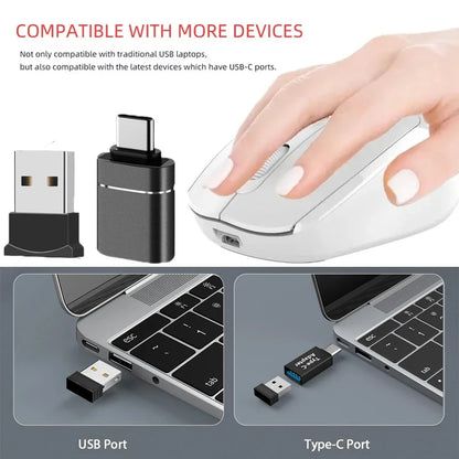 Mouse wireless compatibile Bluetooth 2.4G ricaricabile, mouse wireless per computer USB silenzioso da gaming per PC, laptop, Macbook e tablet