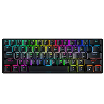 RGB Backlit 61 Keys Mechanical Keyboard Tri-Mode BT Wireless Waterproof Dustproof Portable Gaming Keyboard for Esports Gamer