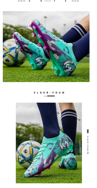 New Men Football Boots Outdoor Sneakers High-quality Grass Cleats Soccer Shoes Boys Match Hot-selling Non-Slip High-top Light