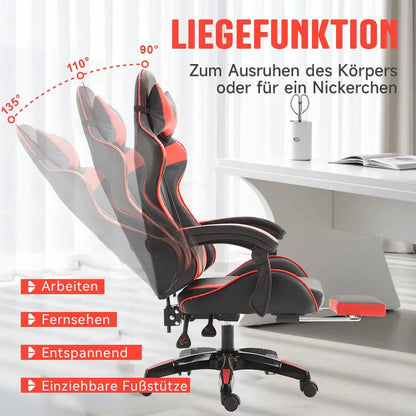 Gaming Chair Ergonomic Cat Ear Gaming Chair with Adjustable Armrests, Reclining Office Chair, Height Adjustable Computer Chair with Pillows