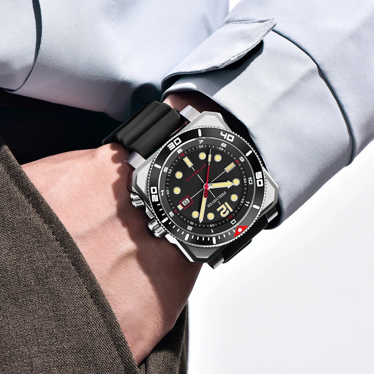 FeelNever 8215 Movement Automatic Dive Watch for Men Super Luminous 316 Steel Wristwatch Sapphire Sports Mechanical Male Watches