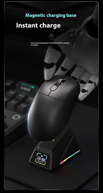Mouse da gaming AJAZZ AJ179 APEX con dock con schermo a colori, ricarica magnetica, alta frequenza 8000Hz /, tri-mode (PAW3950) per destrimani