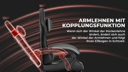 Ergonomic Gaming Chair with Lumbar Support, Adjustable Headrest, Reclining PC Gaming Chair with Footrest for Adults & Gamers