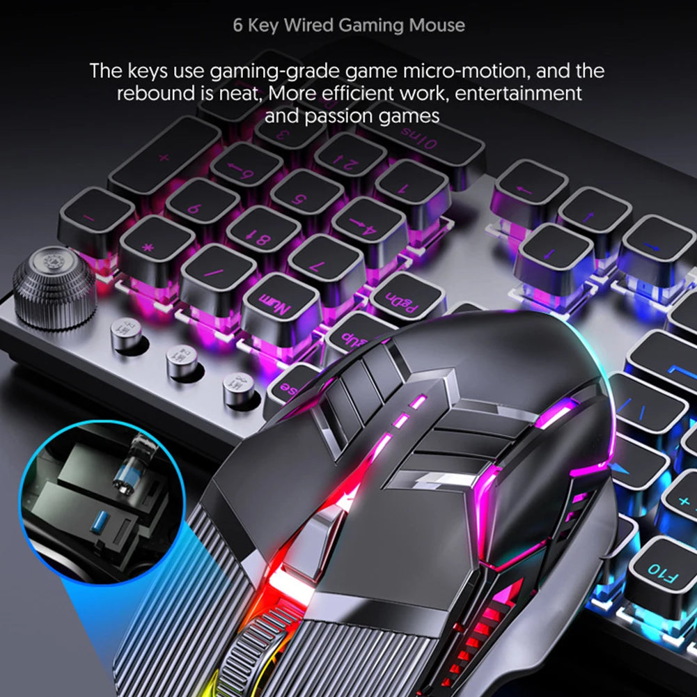 3200DPI Ergonomic Wired Gaming Mouse RGB Backlit USB Gaming Mouse with 6 Silent Buttons for PC Laptop
