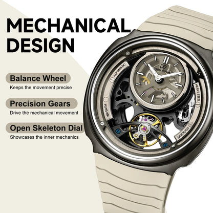 DANIEL GORMAN High Quality Men's Automatic Watch with Stylish Sports Silicone Strap 5 ATM Waterproof Mechanical Watches DG8127