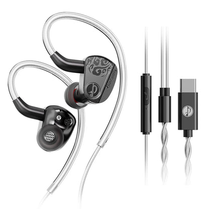 Zhulinniao JingHong Z3 HiFi Earphones Dual Dynamic Driver In-Ear Headphones, High-Fidelity Metal Music Monitor Earbuds with Wired & Bluetooth Audio