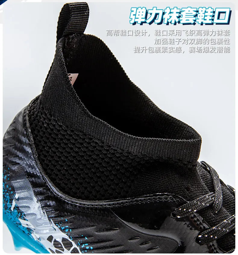 Men Women Football Boots High-top Non-Slip Soccer Sneakers Breathable Futsal Training Shoes Outdoor Grass Ankle Soccer Cleats