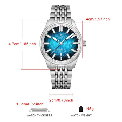 CADISEN 2026 Automatic Mechanical Men's Watch Blue Dial Business Casual 10ATM Waterproof Japan MIYOTA 8215 Movement Wristwatch