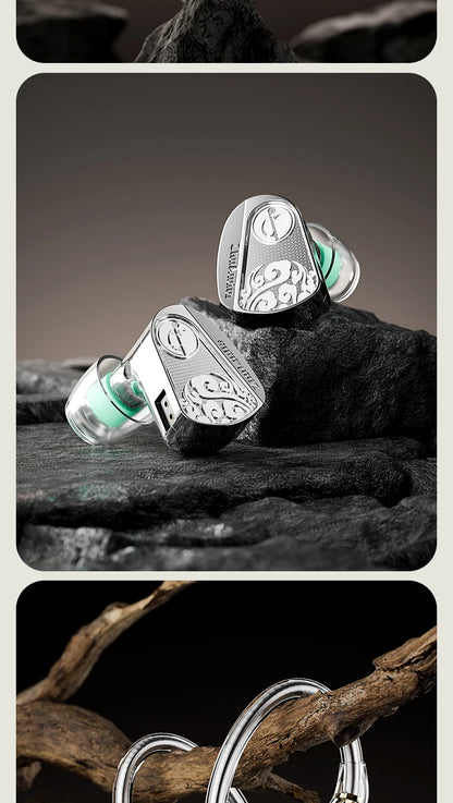 Zhulinniao JingHong Z3 HiFi Earphones Dual Dynamic Driver In-Ear Headphones, High-Fidelity Metal Music Monitor Earbuds with Wired & Bluetooth Audio