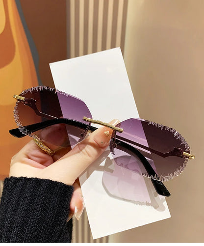 New Rimless Sunglasses Women Luxury Designer Brand Shades UV400 Vintage Metal Men Fashion Ladies Sun Glasses Frameless Shades