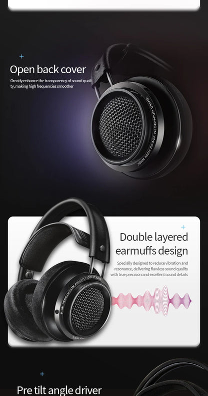 Philips X2HR Fidelio HiFi Stereo Wired Headphones – Premium 50mm Drivers, Deep Bass Over-Ear Comfort Headset for Gaming, Music & Studio Monitoring