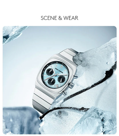 Horloge voor mannen in roestvrij staal Case Shape: Round Case