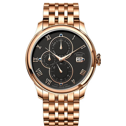 Marca de luxo BORMAN: Relógios mecânicos automáticos para homem, com cristal de safira, resistentes à água até 50 m, mostrador multifunções e bracelete em pele de estilo retro – BM18011