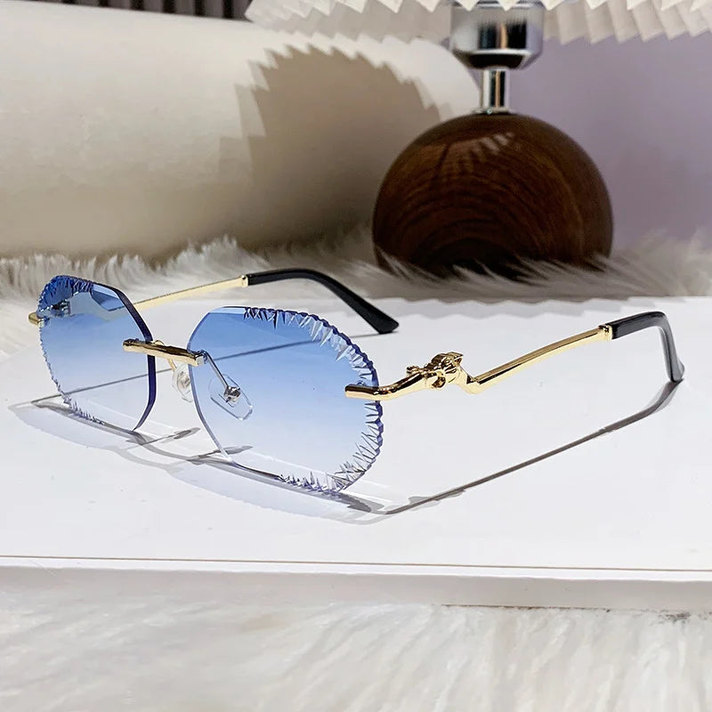 New Rimless Sunglasses Women Luxury Designer Brand Shades UV400 Vintage Metal Men Fashion Ladies Sun Glasses Frameless Shades