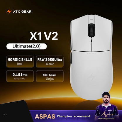 Ratón inalámbrico ATK X1 V2 Ultimate 2.0 PAW3950, ultraligero 54g, 750ips, latencia baja 0.163ms, 650ips, accesorio gamer nuevo para regalo