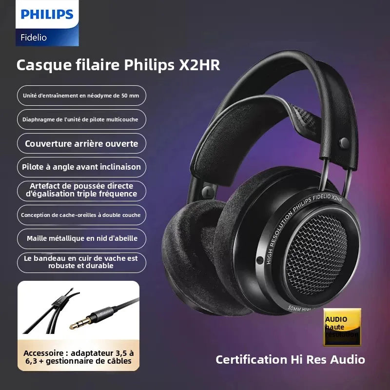 Philips X2HR Fidelio HiFi Stereo Wired Headphones – Premium 50mm Drivers, Deep Bass Over-Ear Comfort Headset for Gaming, Music & Studio Monitoring