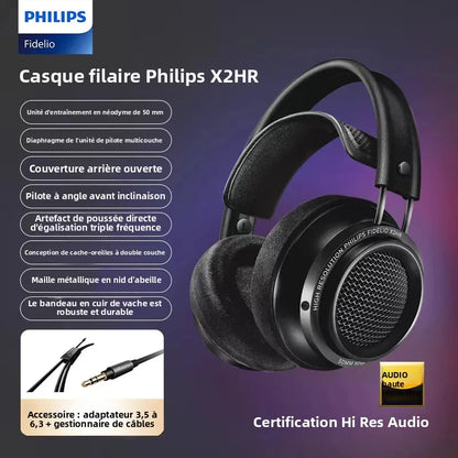 Philips X2HR Fidelio HiFi Stereo Wired Headphones – Premium 50mm Drivers, Deep Bass Over-Ear Comfort Headset for Gaming, Music & Studio Monitoring