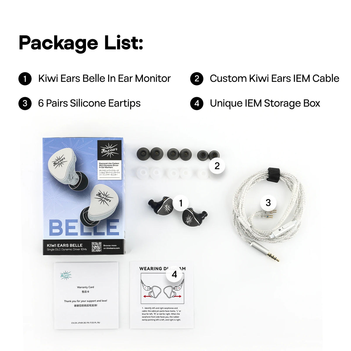 Linsoul Kiwi Ears Belle HiFi Earphones 10mm DLC Dynamic Driver IEM Wired Earbuds, Precision Sound Signature In-Ear Monitor for Audiophile Music & Gaming