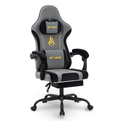 SYMINO Ergonomic Gaming Chair with Footrest, Latex Cushion Racing Style Gaming Chair, Adjustable Reclining Office Chair with Armrests & Wheels