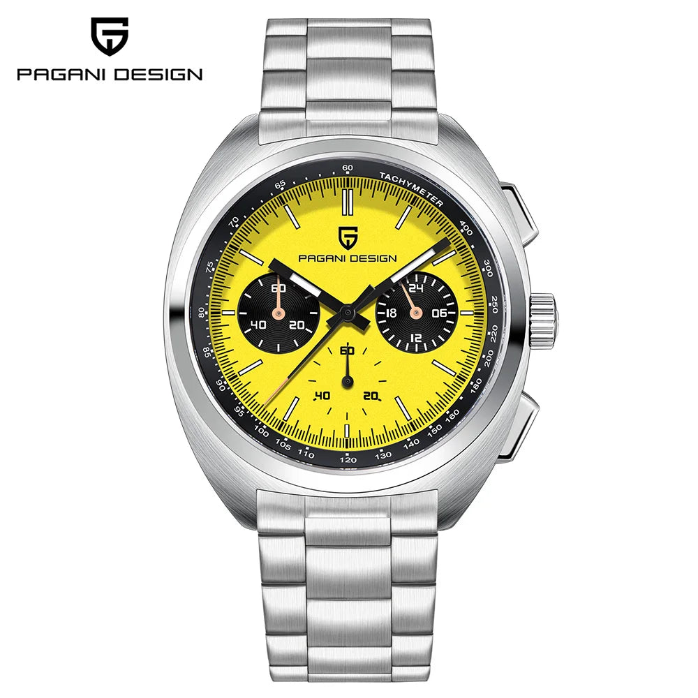 Pagani design2026fashion men's quartz watch top brand luxury sapphire VK63 men's chronograph all-steel diving relógios masculino