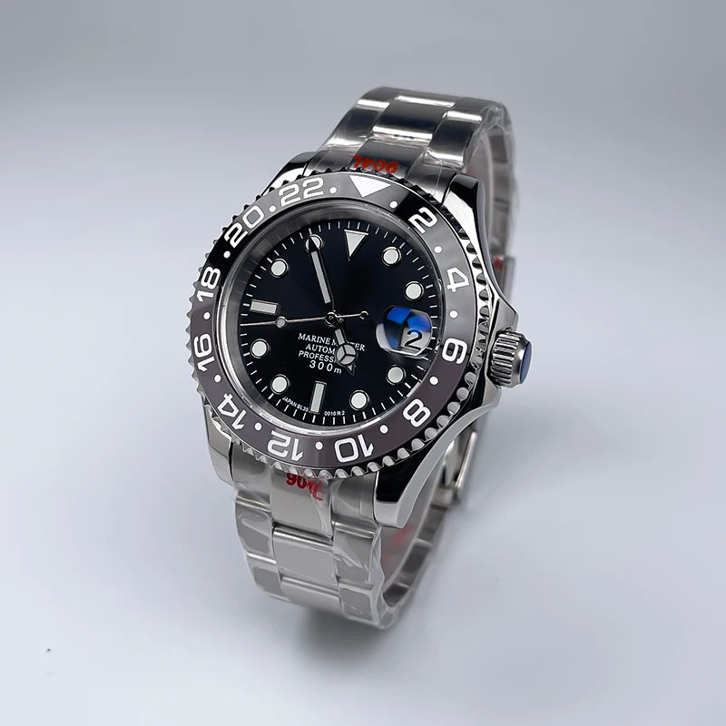 YM Style 40mm Men’s Automatic Watch Sapphire Crystal, Luminous Dial & Rotating Bezel with Jubilee Bracelet
