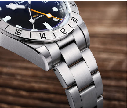 ADDIESDIVE New Luxury Men's Watch 200 Waterproof Stainless Steel Quartz Watch BGW9 Super Blue Luminous GMT Stainless Steel Watch