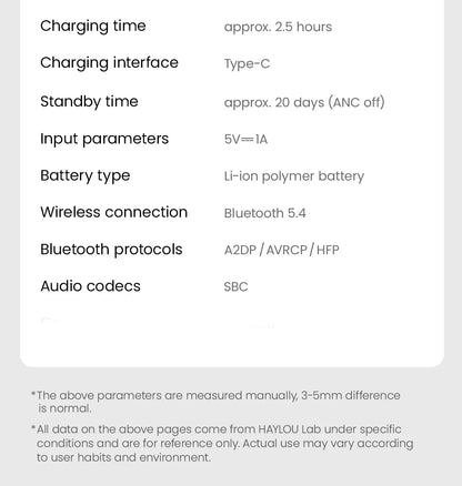 HAYLOU S30 Wireless Bluetooth 5.4 ANC Headphones 43dB Noise Cancelling Headsets with 40mm Driver, 80H Playtime Hi-Res Audio Earphones