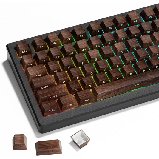 Teclas PBT translúcidas Cherry com gravação lateral e padrão de madeira, 126 teclas, personalizadas para teclado mecânico 60/84/98/108