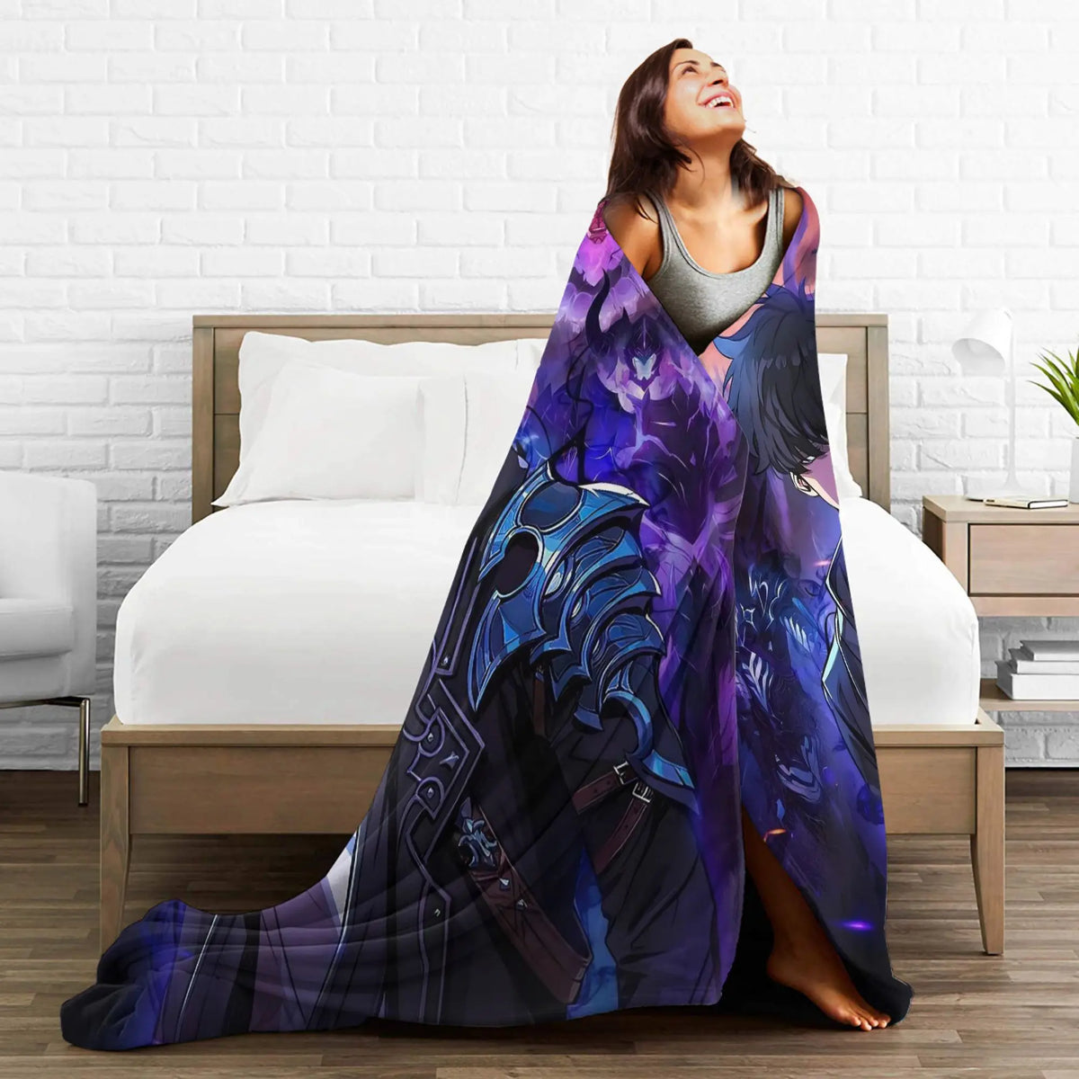 Solos Levelings Vintage Anime Plush Blankets  Awesome Throw Blanket for Home 125*100cm Bedspread,