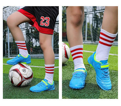 Children's Boys Low-Top Football Shoes Summer Breathable Sport Training Sneakers Outdoor Youth Turf Soccer Shoes