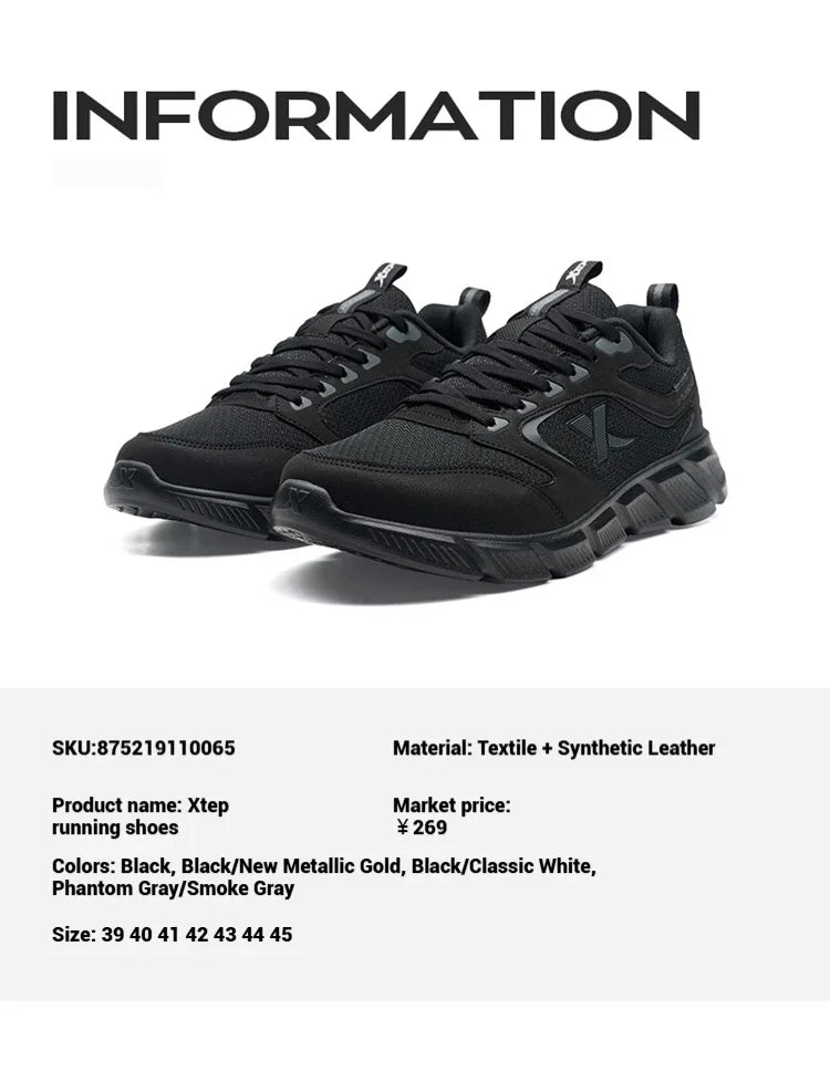 Xtep Running Shoes Men's Summer Mesh Breathable Wear-resistant Sports Lightweight Youth Casual Cushioning Shoes 875219110065