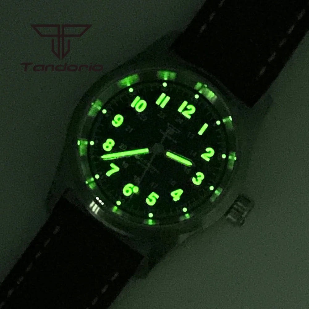 Tandorio 36mm Fashion 20BAR Automatic Dive Pilot Watch for Men Ladies NH35/PT5000/Miyota8215 Movt Sapphire Wristwatch Green Lume