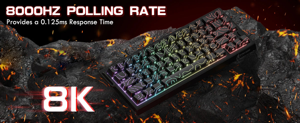 ATTACK SHARK X68PRO HE Wireless Rapid Trigger Gaming Keyboard, 60% Hall Effect Magnetic Keyboard, Tri-Mode Mechanical Gaming Keyboard with 8K Polling Rate & Adjustable Actuation