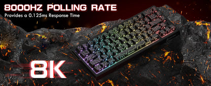 ATTACK SHARK X68PRO HE Wireless Rapid Trigger Gaming Keyboard, 60% Hall Effect Magnetic Keyboard, Tri-Mode Mechanical Gaming Keyboard with 8K Polling Rate & Adjustable Actuation