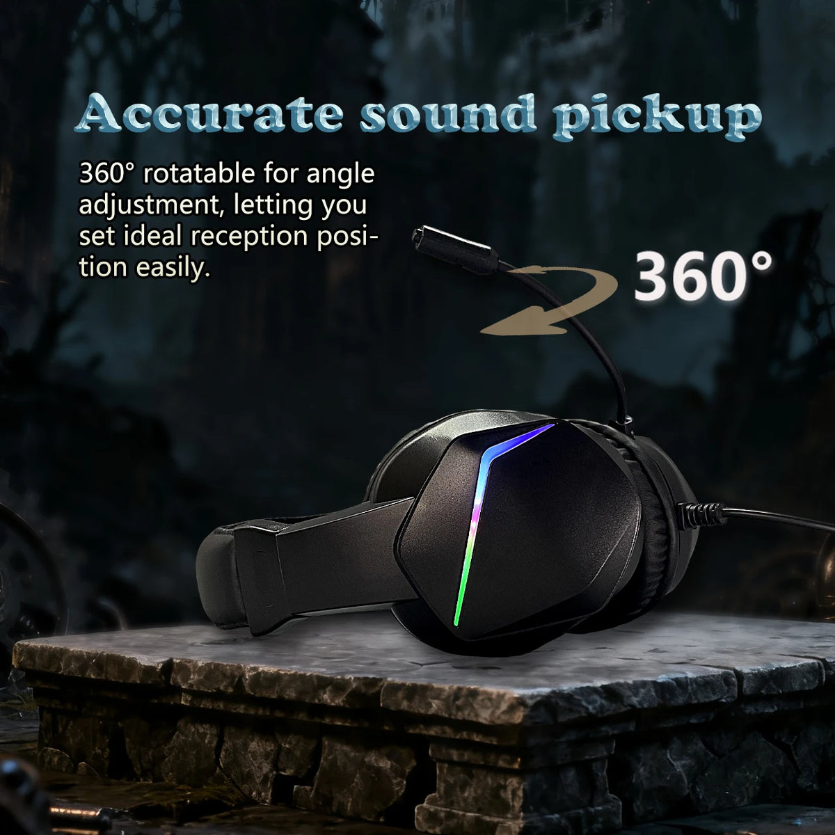 H21 Wired Gaming Headphones with Microphone, 50mm Driver Stereo Headset for PS5 PS4 Xbox Switch PC Computer Music and Online Meetings