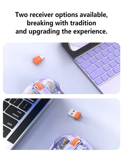 Lenovo Transparent Wireless Mouse Tri-Mode Bluetooth 2.4G Rechargeable RGB Breathing Light Mouse for Laptop PC Office