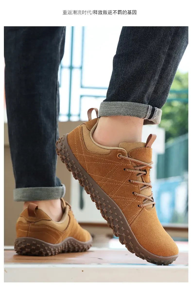 Suede Leather Shoes PU Fabric Wide Toe Shoe Anti Slip Hiking Shoe Workwear Men's Sports Shoes Women's Outdoor Walking Shoes