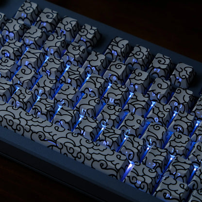 KYOMOT 135 Keys PBT Side Print Keycap Double Shot Cherry Profile Shine Through Keycaps for MX Switch Games Mechanical Keyboard