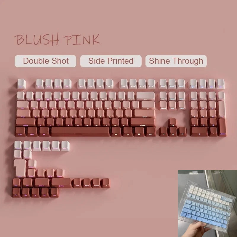 OEM PBT Side Engraved Keycaps for Mechanical Keyboard, 136-Key Red & Black Gradient Keycaps for MX Switch 60/64/84/98/108 Gaming Mechanical Keyboard