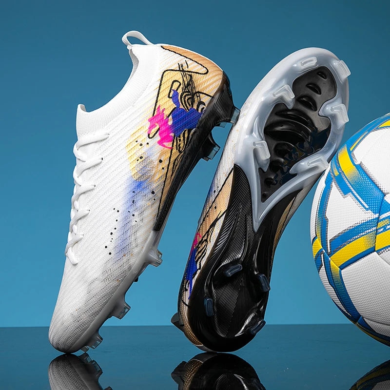 New Men Football Boots Cleats Training Shoes Soccer Shoes Non-Slip Match Ultralight Soccer FG Long Spikes Outdoor Drop Shipping