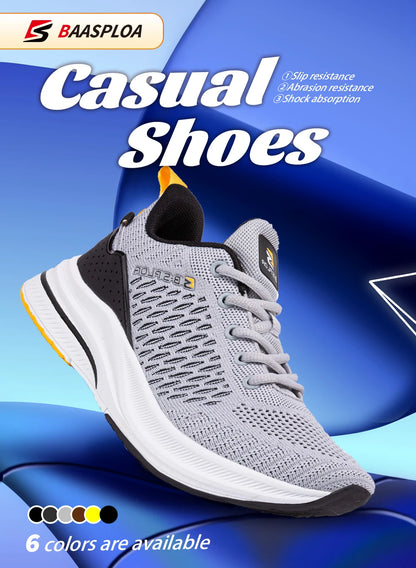 Baasploa Men Running Sneakers Brand Casual Lightweight Designer Mesh Jogging Shoes Male Breathable Lace-Up Sports Walking Shoes
