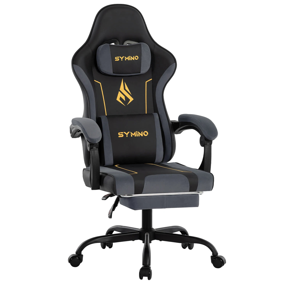 SYMINO Ergonomic Gaming Chair with Footrest, Latex Cushion Racing Style Gaming Chair, Adjustable Reclining Office Chair with Armrests & Wheels