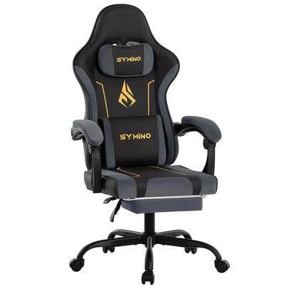 SYMINO Ergonomic Gaming Chair with Footrest, Latex Cushion Racing Style Gaming Chair, Adjustable Reclining Office Chair with Armrests & Wheels