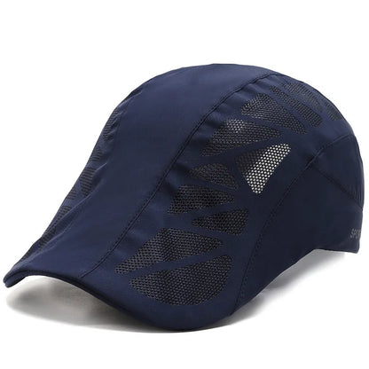 Summer Mens Sports Sun Hats Breathable Mesh Quick-drying Visor Caps Outdoor Gorro Hombre Boina Golf Hat Fashion Solid Flat Cap