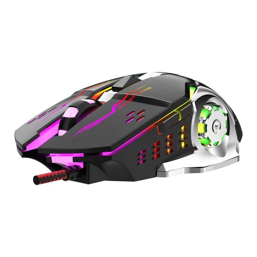Mouse RGB dual-mode cablato e wireless 2.4G, mouse gaming ricaricabile silenzioso, mouse regolabile 3600 DPI per laptop