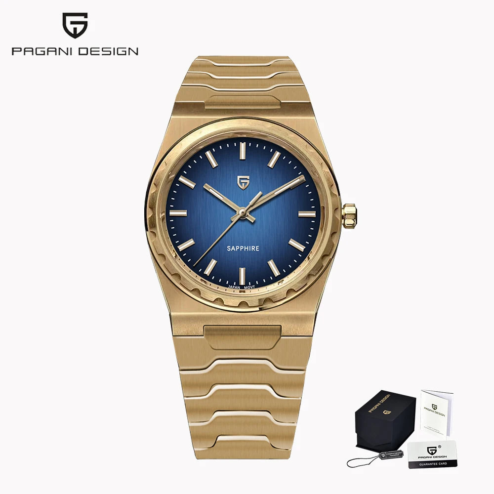 PAGANI DESIGN Men's Quartz Watches Ultra-Thin 7mm Series 37mm Sapphire Stainless Steel Waterproof Watches for Man TMI VJ21