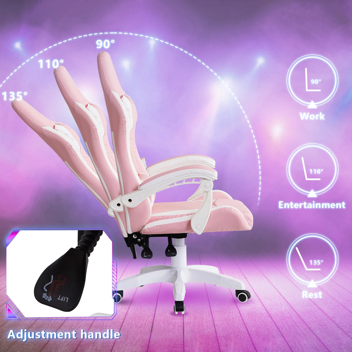 Sedia da gaming ergonomica Racing con poggiatesta, supporto lombare e altezza regolabile