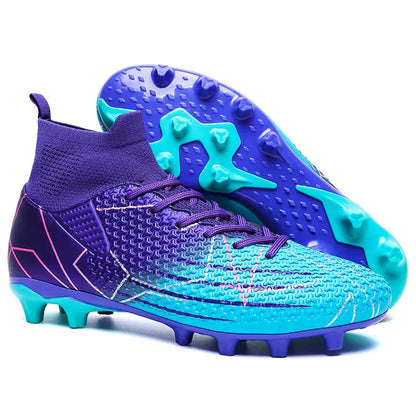 New Professional High Top Football Shoes Artificial Grass Leather Youth Students Training Soccer Shoes for Men And Women Sports